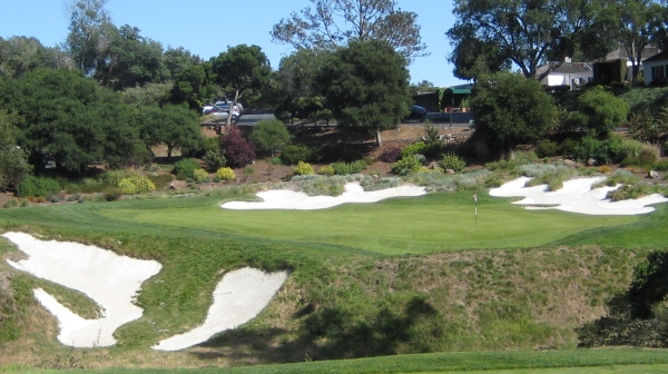 The green complexes at Pasatiempo are some of the best in California, if not the entire U.S.  Pictured here - the par-3 18th. 